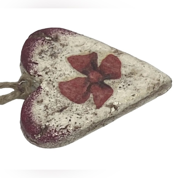 Handcrafted Retro Heart Christmas Salt Dough Ornament Red Bow Design Ukraine - Picture 7 of 16